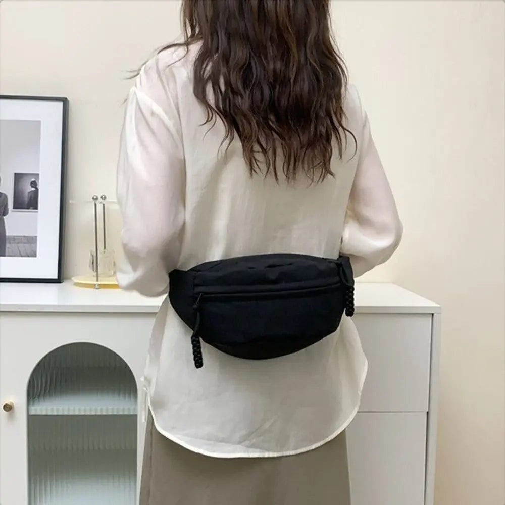 Casual Nylon Solid Color Canvas Waterproof Hiking Chest Crossbody Bag Mssza