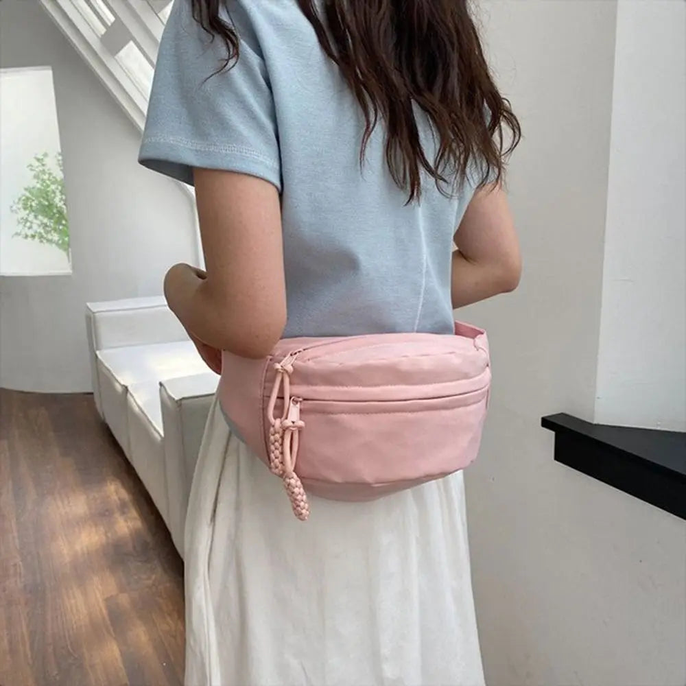 Casual Nylon Solid Color Canvas Waterproof Hiking Chest Crossbody Bag Mssza