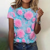 Casual O-Neck Floral Print Oversized Pullover T Shirt Mssza