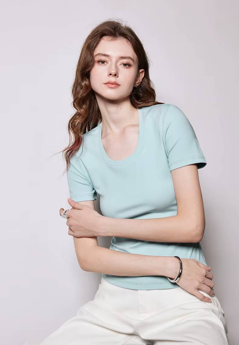 Casual O-Neck Short Sleeve Slim Fit Pullover Short T-shirt Mssza