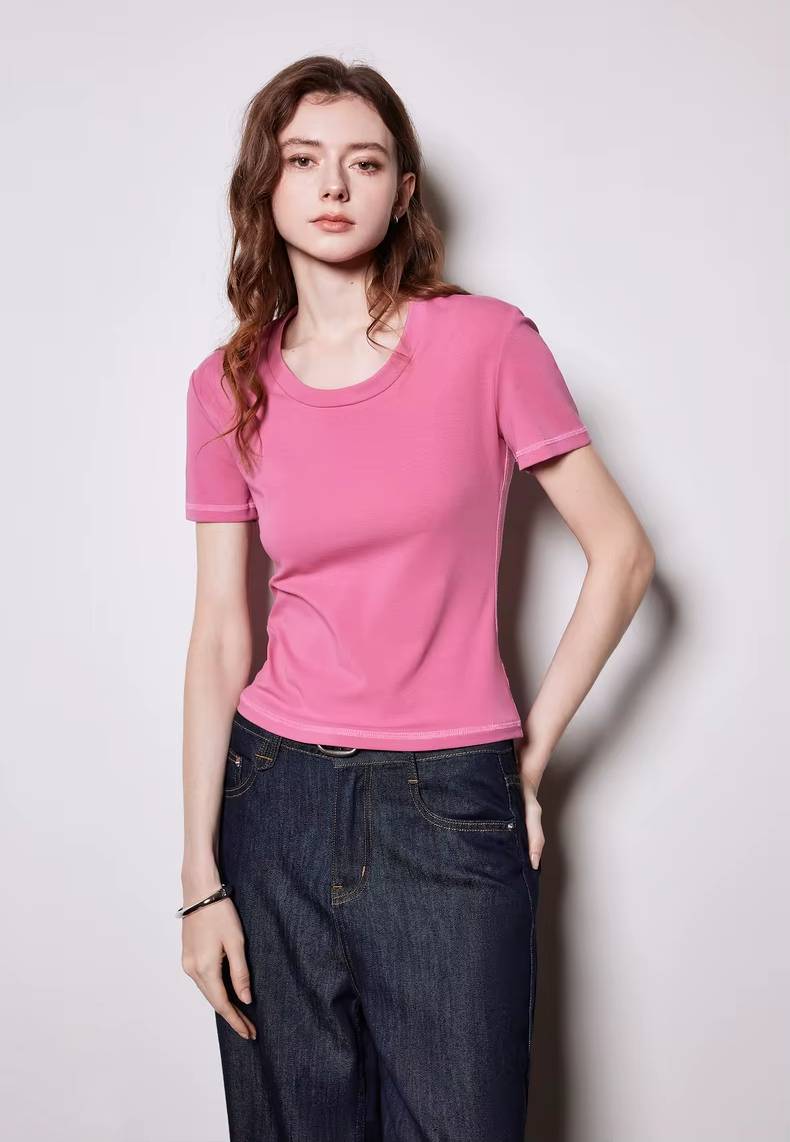 Casual O-Neck Short Sleeve Slim Fit Pullover Short T-shirt Mssza