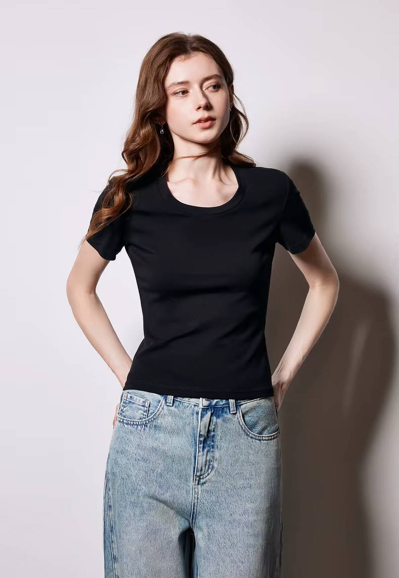 Casual O-Neck Short Sleeve Slim Fit Pullover Short T-shirt Mssza