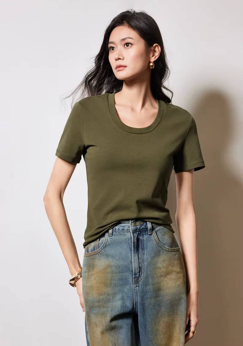 Casual O-Neck Short Sleeve Slim Fit Pullover Short T-shirt Mssza