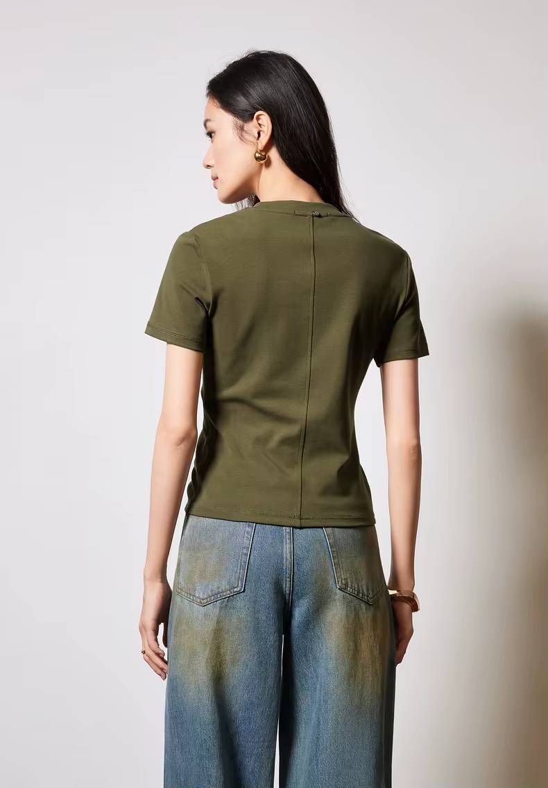 Casual O-Neck Short Sleeve Slim Fit Pullover Short T-shirt Mssza
