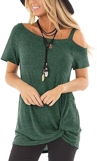 Casual Off-The-Shoulder Kink Leisure Loose T-Shirts Mssza
