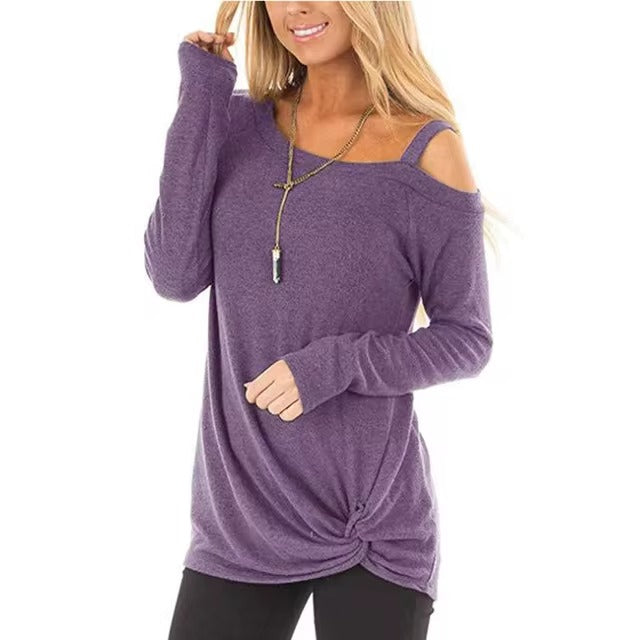Casual Off-The-Shoulder Kink Leisure Loose T-Shirts Mssza