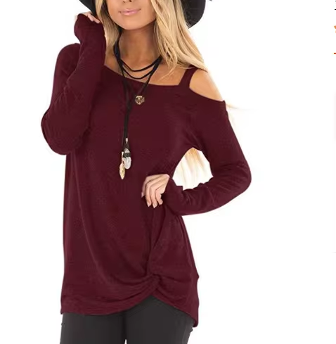 Casual Off-The-Shoulder Kink Leisure Loose T-Shirts Mssza