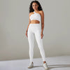 One Shoulder Crop Top High Waist Leggings Ribbed Two Piece Set Mssza