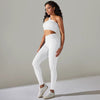 One Shoulder Crop Top High Waist Leggings Ribbed Two Piece Set Mssza