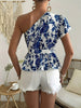 Casual One-Shoulder Short-Sleeved Printed Cool and Comfortable T-Shirt Mssza