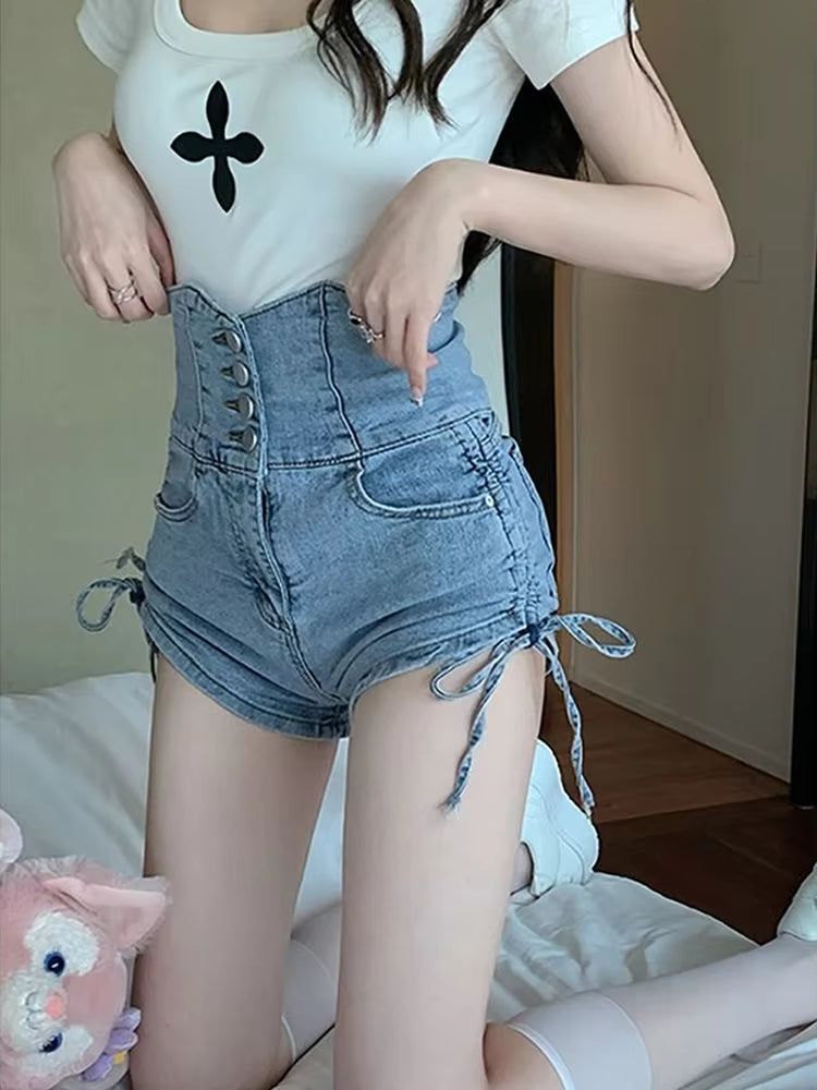 Casual Overalls High Waist Short Non Stretch Jumpsuit Romper Mssza