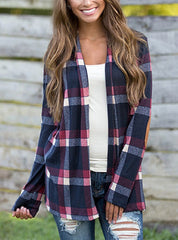 Casual Oversized Plaid Shirt With Elbow Patches Mssza
