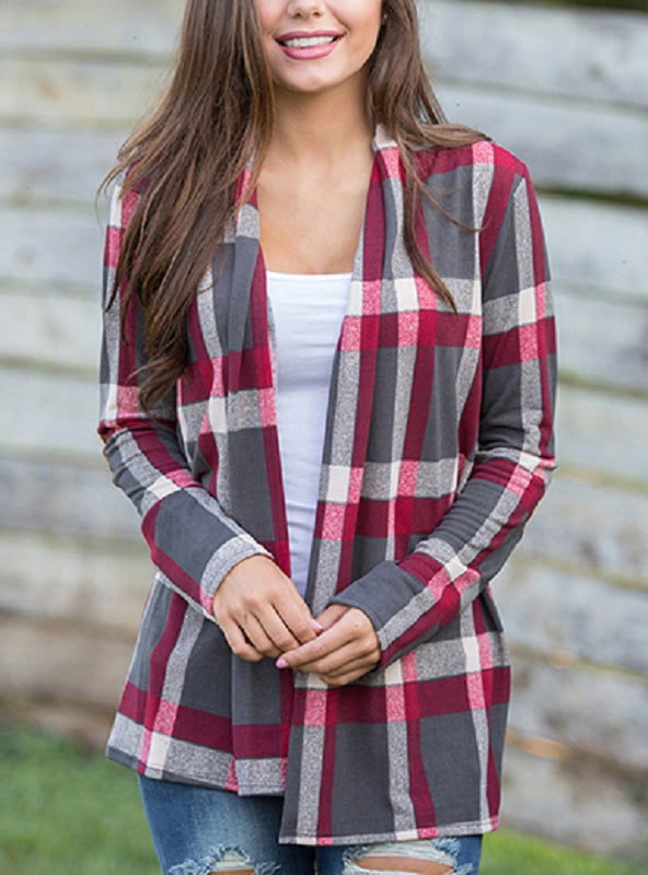 Casual Oversized Plaid Shirt With Elbow Patches Mssza