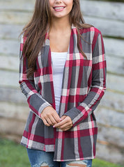 Casual Oversized Plaid Shirt With Elbow Patches Mssza