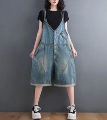 Casual Oversized Wide Leg Shorts Cargo Baggy Pants Straps Jeans Jumpsuits Mssza