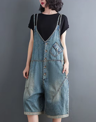 Casual Oversized Wide Leg Shorts Cargo Baggy Pants Straps Jeans Jumpsuits Mssza