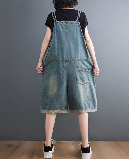 Casual Oversized Wide Leg Shorts Cargo Baggy Pants Straps Jeans Jumpsuits Mssza