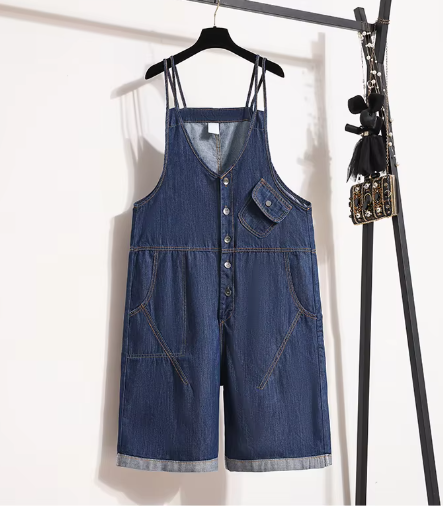 Casual Oversized Wide Leg Shorts Cargo Baggy Pants Straps Jeans Jumpsuits Mssza