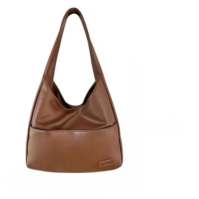 Casual PU Leather Large Capacity Retro Tote Soft Vintage Shoulder Bag Mssza