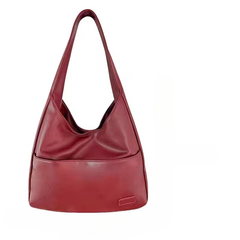 Casual PU Leather Large Capacity Retro Tote Soft Vintage Shoulder Bag Mssza