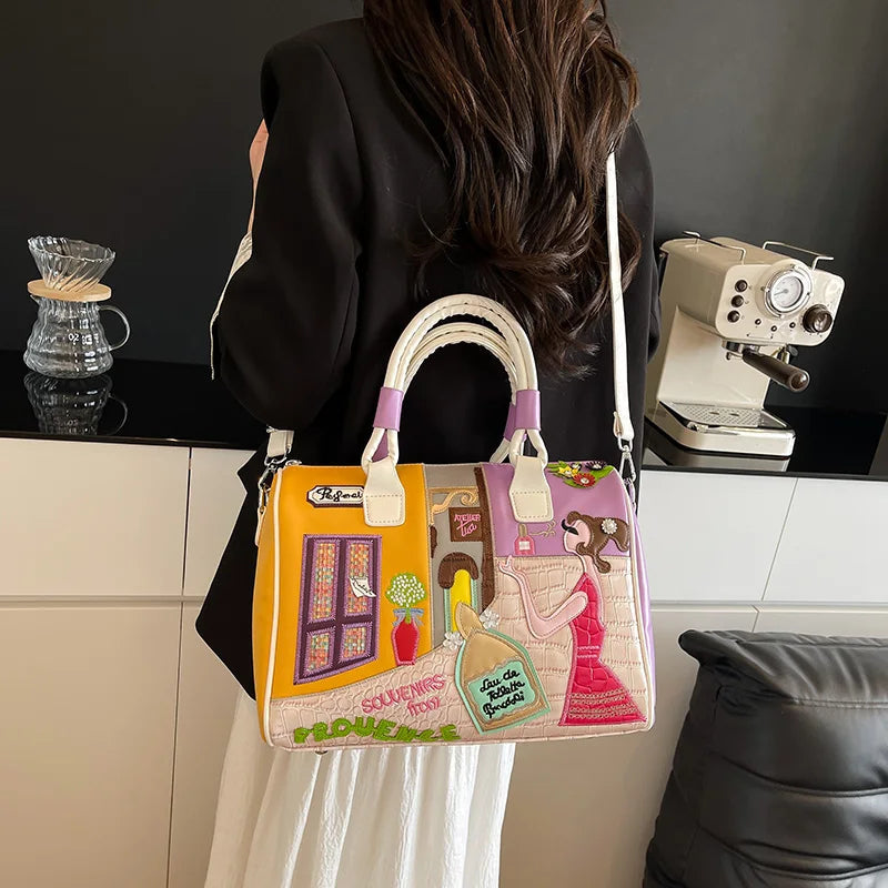 Casual PU Leather Large Capacity Zipper Messenger Handbags Shoulder Crossbody Bag Mssza
