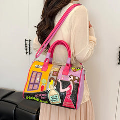 Casual PU Leather Large Capacity Zipper Messenger Handbags Shoulder Crossbody Bag Mssza