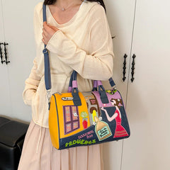 Casual PU Leather Large Capacity Zipper Messenger Handbags Shoulder Crossbody Bag Mssza