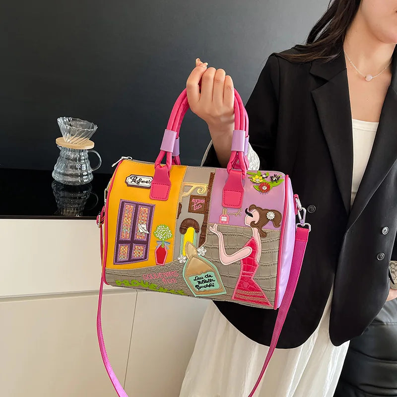 Casual PU Leather Large Capacity Zipper Messenger Handbags Shoulder Crossbody Bag Mssza