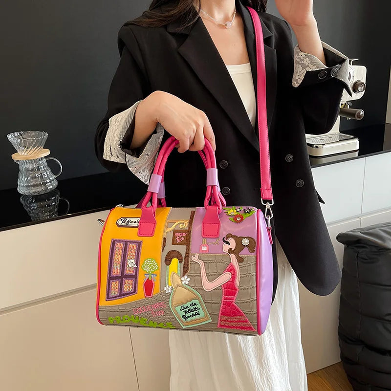 Casual PU Leather Large Capacity Zipper Messenger Handbags Shoulder Crossbody Bag Mssza