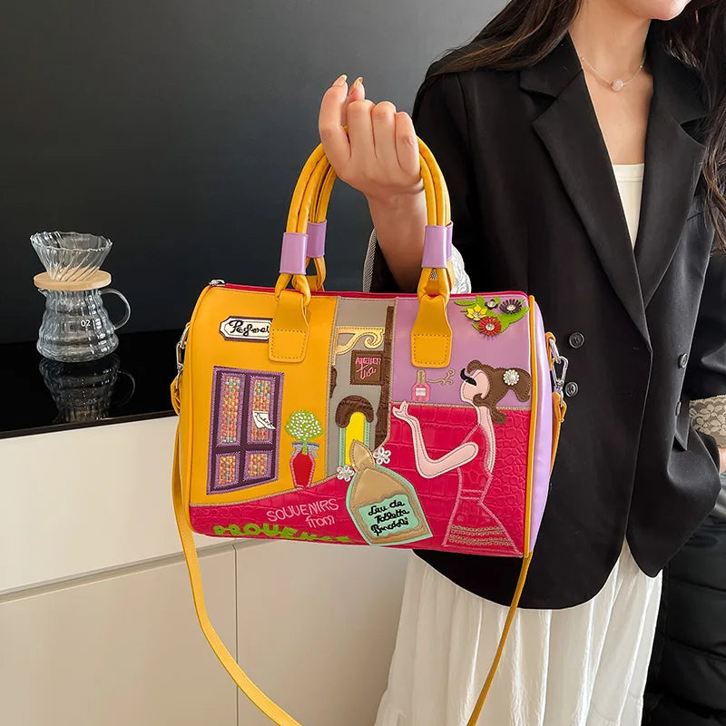 Casual PU Leather Large Capacity Zipper Messenger Handbags Shoulder Crossbody Bag Mssza