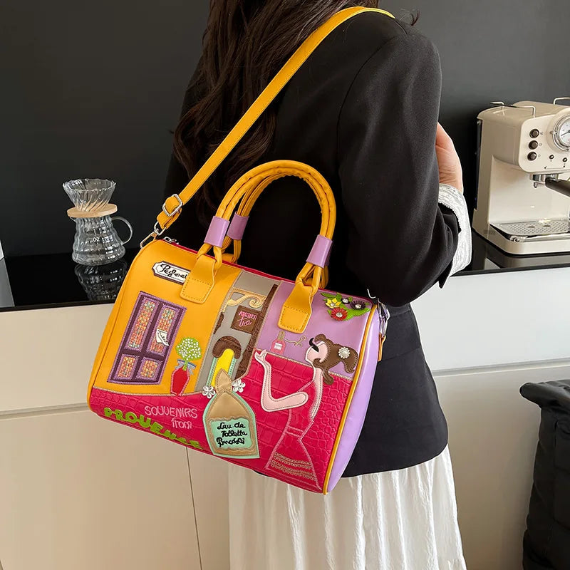 Casual PU Leather Large Capacity Zipper Messenger Handbags Shoulder Crossbody Bag Mssza