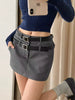 Casual Package Hips Retro Double Belt High Waist Pencil Skirt Mssza