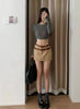 Casual Package Hips Retro Double Belt High Waist Pencil Skirt Mssza