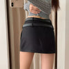Casual Package Hips Retro Double Belt High Waist Pencil Skirt Mssza