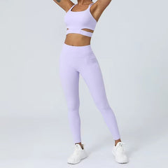 Casual Pants And Bra Cloud Feeling Ribbed Two Piece Yoga Suit Mssza
