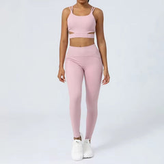 Casual Pants And Bra Cloud Feeling Ribbed Two Piece Yoga Suit Mssza