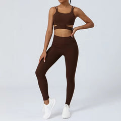 Casual Pants And Bra Cloud Feeling Ribbed Two Piece Yoga Suit Mssza