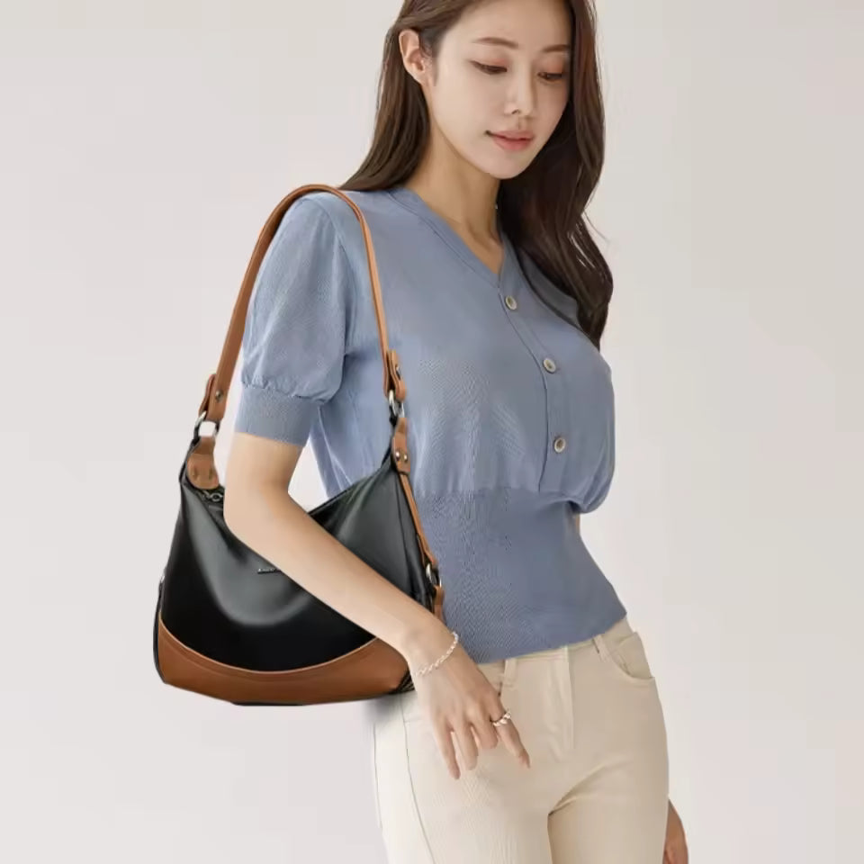 Casual Patchwork Sequined PU Leather Shoulder Crossbody Bag Mssza