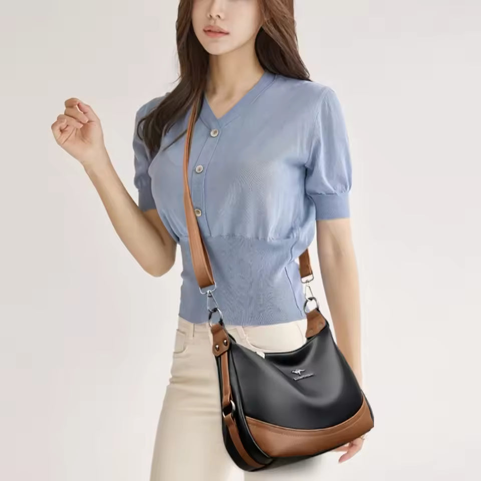 Casual Patchwork Sequined PU Leather Shoulder Crossbody Bag Mssza
