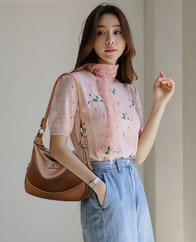 Casual Patchwork Sequined PU Leather Shoulder Crossbody Bag Mssza
