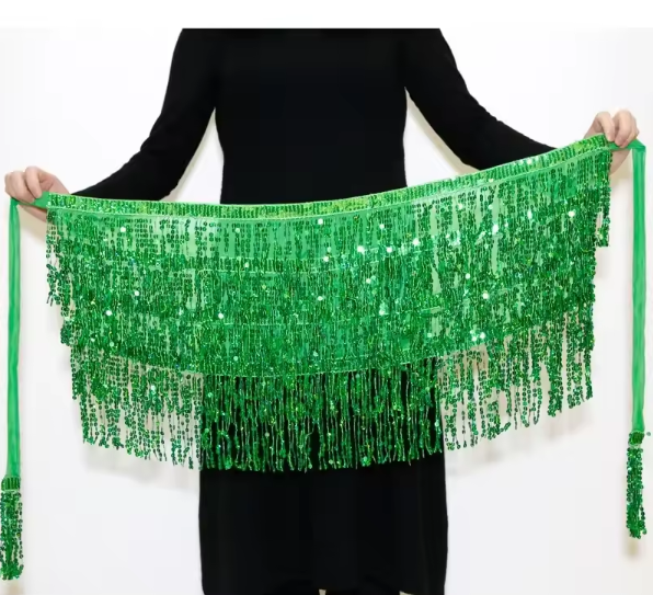 Casual Patchwork Sequins Tassel Performance Stage Belly Dance Mini Skirt Mssza
