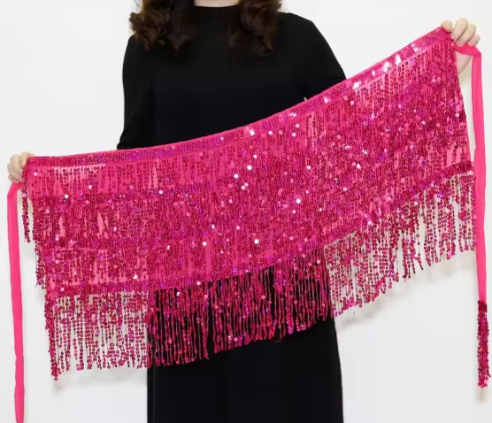 Casual Patchwork Sequins Tassel Performance Stage Belly Dance Mini Skirt Mssza