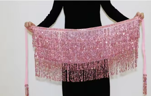 Casual Patchwork Sequins Tassel Performance Stage Belly Dance Mini Skirt Mssza