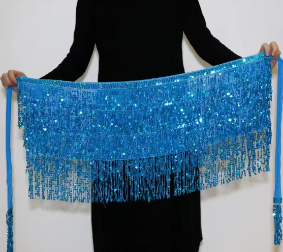 Casual Patchwork Sequins Tassel Performance Stage Belly Dance Mini Skirt Mssza