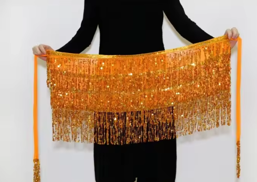 Casual Patchwork Sequins Tassel Performance Stage Belly Dance Mini Skirt Mssza