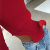 Casual Patchwork Solid Asymmetry Slim Long Sleeve Ruffle Top Mssza