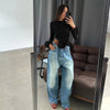 Casual Patchwork Solid Asymmetry Slim Long Sleeve Ruffle Top Mssza