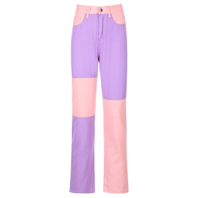 Casual Patchwork Streetwear Wide Leg Pants Mssza