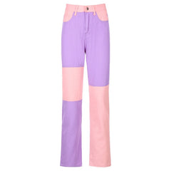 Casual Patchwork Streetwear Wide Leg Pants Mssza