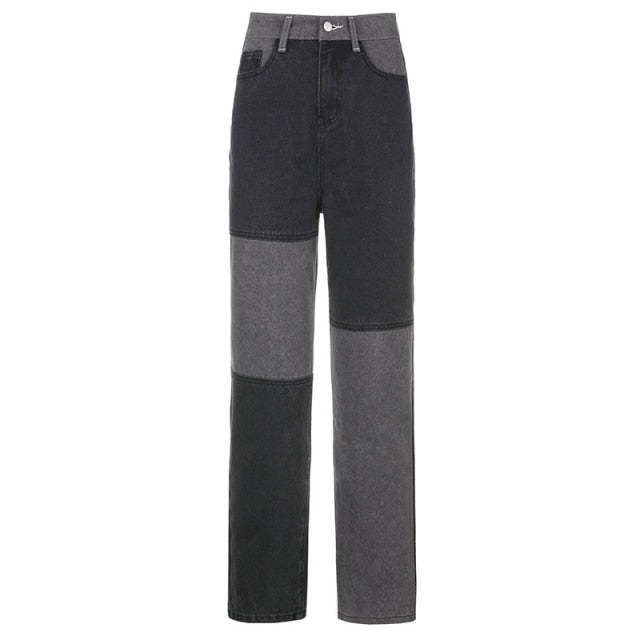 Casual Patchwork Streetwear Wide Leg Pants Mssza